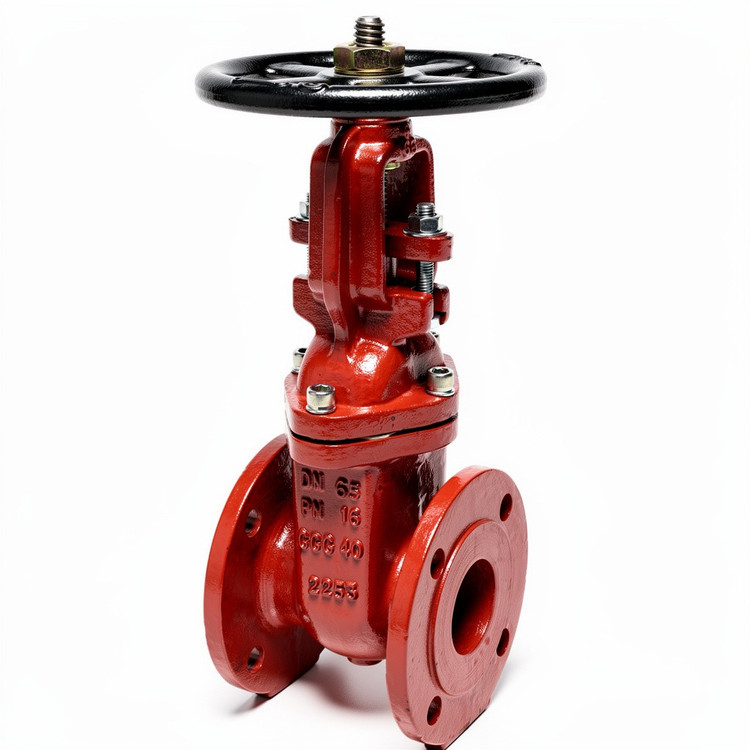 شیر کشویی محور صعودی زبانه فلزی PN16/DN65/GGG40 مخصوص آتش نشانی